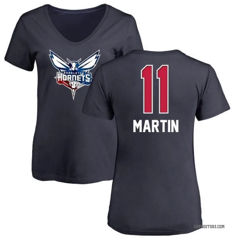 Cody Martin Women's Navy Charlotte Hornets Name and Number Banner Wave V-Neck T-Shirt