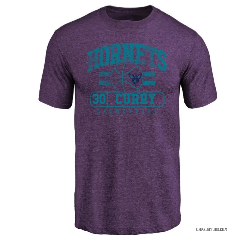 Dell Curry Men's Purple Charlotte Hornets Baseline T-Shirt