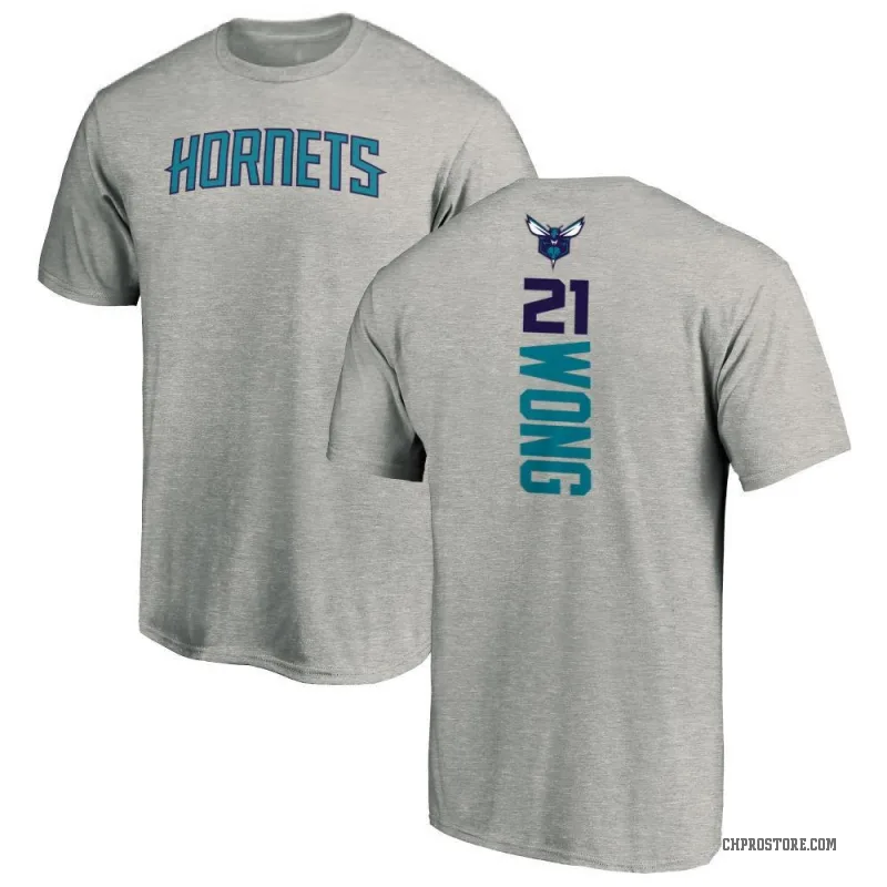 Isaiah Wong Men's Charlotte Hornets Ash Backer T-Shirt