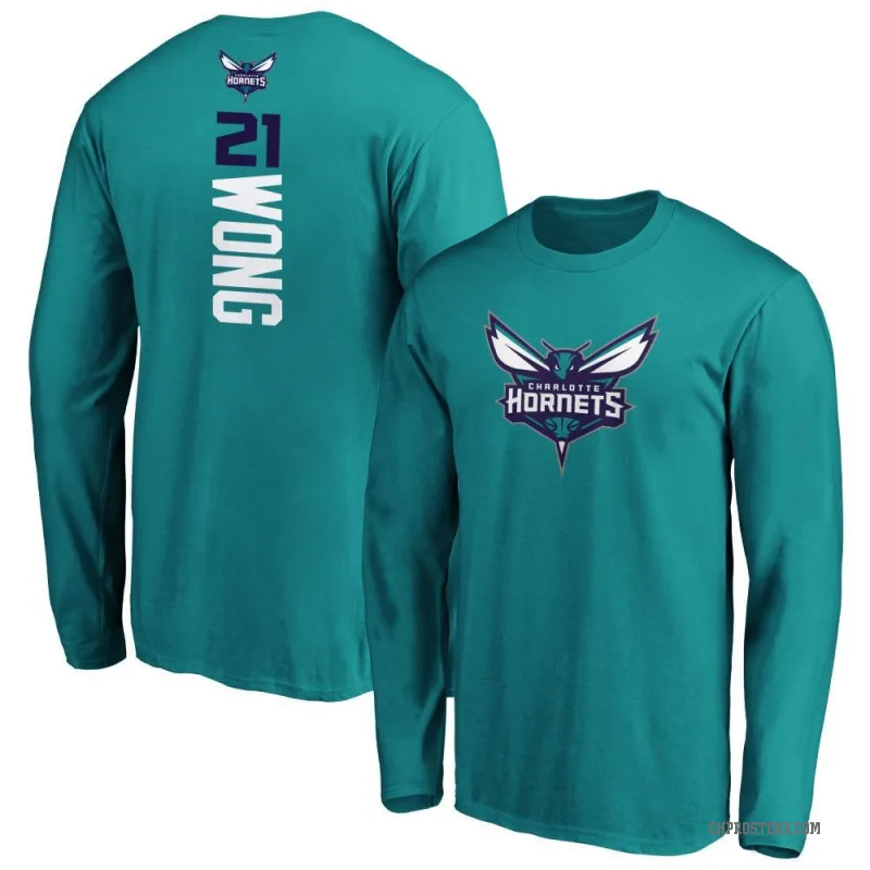 Isaiah Wong Men's Teal Charlotte Hornets Backer Long Sleeve T-Shirt